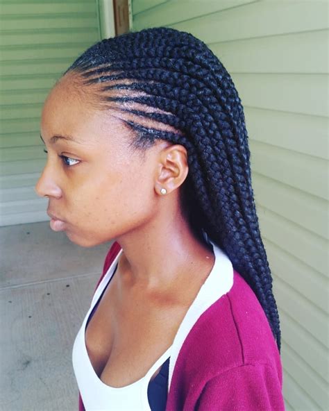 half cornrows half single braids|More.